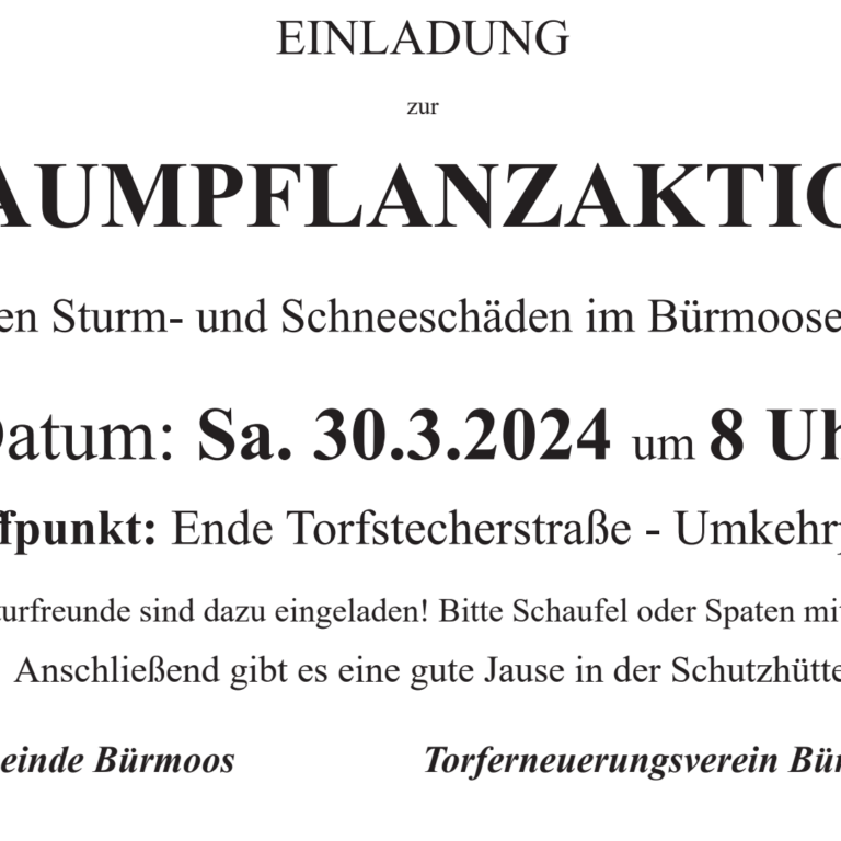 Einladung zur Baumpflanzaktion im Bürmooser Moor